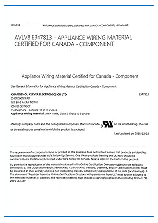 UL證書 2019-02-13 克萊沃電線 E347813 UL證書 2019-02-13 克萊沃電線 E347813
